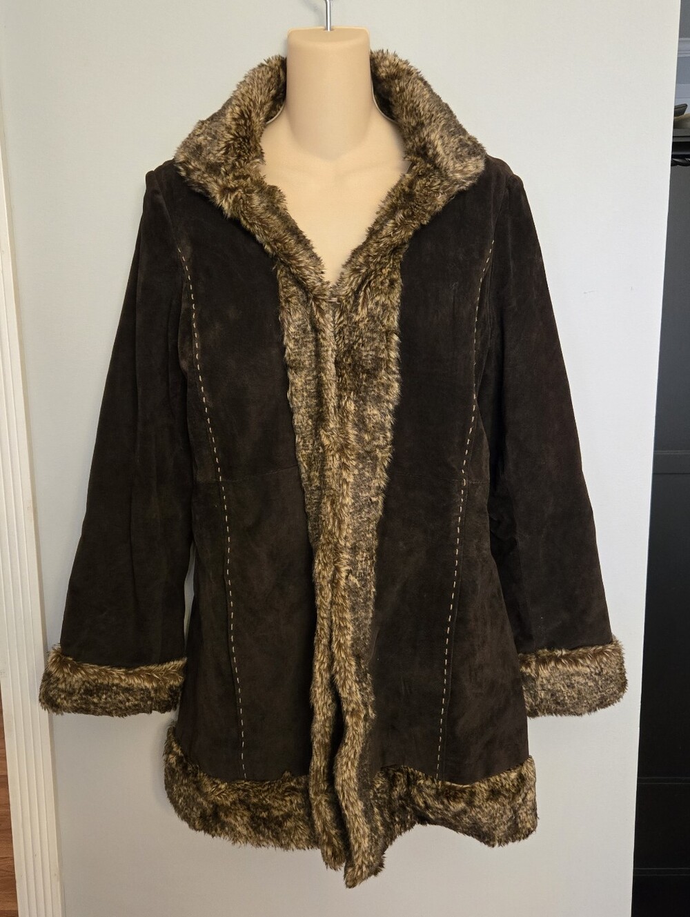 Vintage Y2K Charlotte Russe Leather Suede Penny Lane Jacket Brown M/L car coat